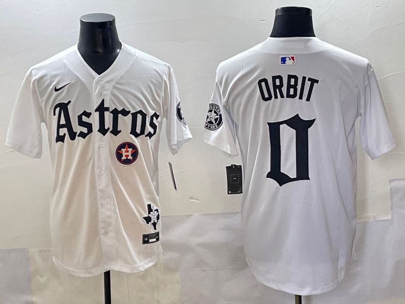 Men 2025 Houston Astros #0 Orbit White Five generations Joint Name Nike MLB Jersey style 10